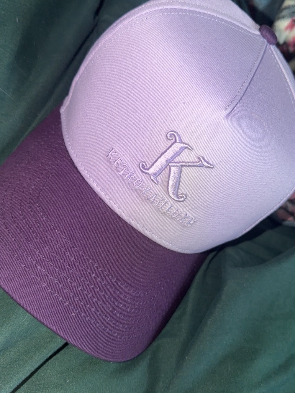 K Embroidered Two-Tone Purple Baseball Cap